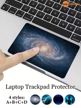 1 pièce Autocollant motif alien étoilé et éclair, autocollant pour pavé tactile d'ordinateur portable, en matériau PVC, auto-adhésif, anti-poussière, résistant aux rayures, amovible, sans résidu, pour la décoration, la protection et la personnalisation du pavé tactile d'ordinateur portable, 9 x 14 cm