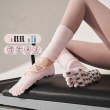 Five Finger Yoga Socks, Anti Slip Pilates Specific Socks, Long Tube Calf Stacking Toe Socks - Multicolor - View 1