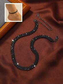 Collar con diseño de diamante de imitación - Negro - Ver 6