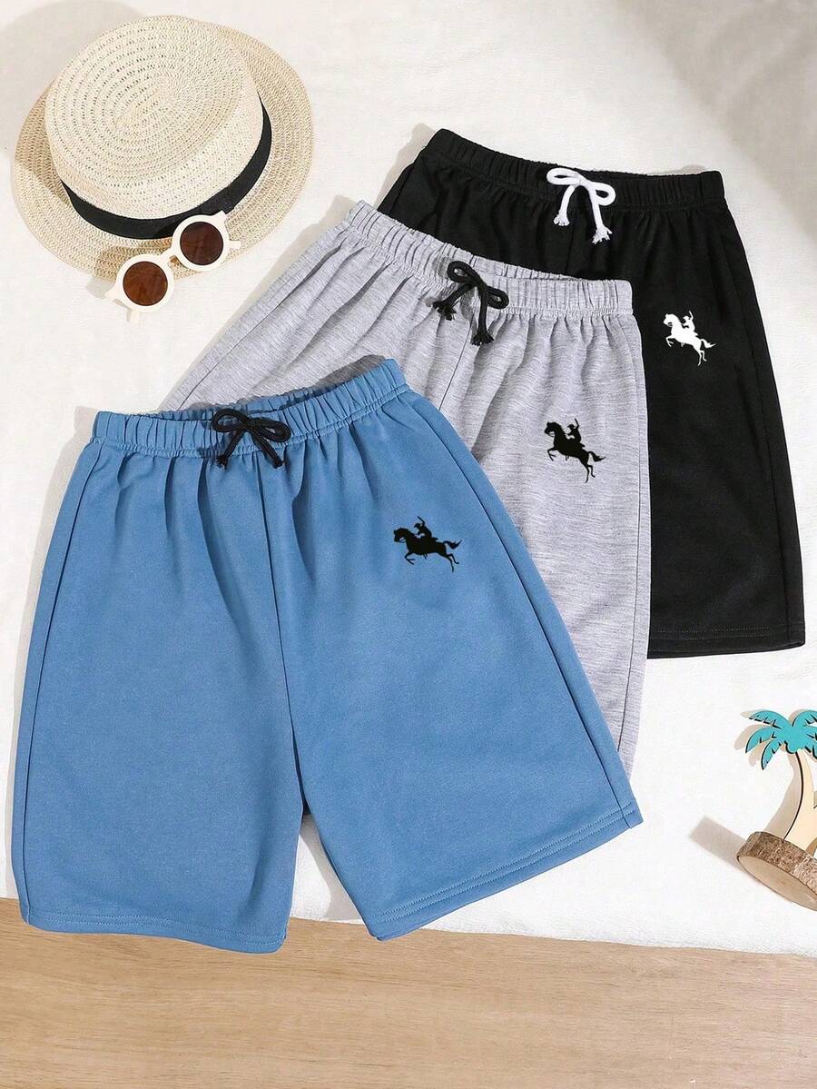 Tween Boy Cartoon Print Straight Loose Knit Shorts - Multicolor - View 1