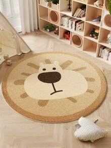 1 Stück Plüschbär Muster Teppich, runder Teppich mit niedlichem Cartoon Bär, waschbarer weicher Filzmatten geeignet für Wohnzimmer, Schlafzimmer, Leseecke - Gemütliche Heimdekoration, Wohnzimmerteppich, ideal für junge Leute zum Spielen oder Entspannen, Schlafzimmerfußmatte | Fantasievolle Raumdekoration | Pflegeleichte Matte, Schlafzimmerteppich, dekorativer Teppich für Zuhause - Verschiedenfarbig - Übersicht 1
