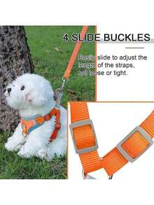 Dog Collar, Cat Collar With Leash For Small And Medium-Sized Pets, Comfortable Vest - 鏽棕色 - 查看 6