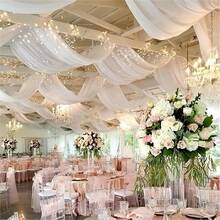 1pc Romantic White Sheer Voile Curtain, Long Solid Color Sheer Drape, Multipurpose Party Backdrop, Suitable For Wedding Arch, Home Decor, Birthday Wedding Party Room Backdrop, Ceremony Backdrop, Tablecloth, Scene Decor, Photography Props, Lightweight Sheer Fabric - White - View 3