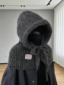 1件装女士拉法帽针织帽带围巾，保暖百搭，适合冬季度假装扮 - 摩卡色 - 查看 11