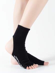 جوارب اليوغا ذات الكعب العالي المفتوح من الأمام مع نقاط السيليكون، جوارب موضة مريحة وقابلة للتنفس ومانعة للانزلاق للرقص والباليه والرياضة - متعدد الألوان - مشاهدة 8