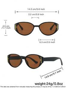 1 Pair Women's Retro Oval Frame Polycarbonate Temples Fashion Glasses, Versatile Style, Outdoor Protection - Multicolor - View 11
