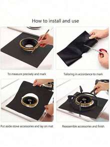 4件套耐热不粘可重复使用燃气灶炉头盖，可用洗碗机清洗，尺寸：10.6英寸 x 10.6英寸 - 彩色 - 查看 9