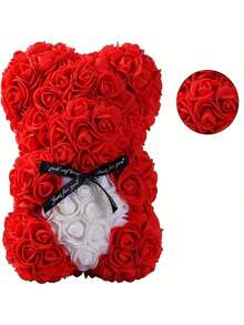 1pc Realistic Rose Bear, Romantic Rose Bear Made Of PE Foam, Romantic Foam Flower Gift For Valentine's Day, Birthday Or Anniversary, Suitable As Creative Valentine's Day Gift For Girlfriend, Mother's Day Gift, Christmas Gift, Teacher's Day, Graduation Gift, Artificial Eternal Rose Bear - Multicolor - View 1