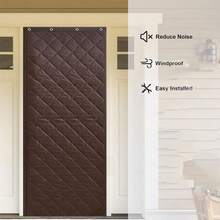 AIYYIPA 1pc Thermal Insulated Door Curtain, Winter Eyelet Porch Cover, Windproof & Warm, Cold & Heat Protection, Oxford Cloth, Thick Cotton Fiber, Single Panel Door Divider Blanket, Suitable For Winter Cold, Living Room, Garage, Bedroom, Gray, Brown, 90*210CM, 100*210CM - Multicolor - View 10