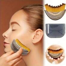 1pcs  New Contour Facial Brush, Face Massager, Dry Brushing, Jawline Shaping, Ergonomic Design, Precision Fit, Relieves Fatigue, Facial Care Tools - Brown - View 1