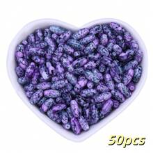 50pcs Vintage Picasso Glass Floral Print Seed Bead, 5*10mm Colorful Oval Loose Beads - Assorted Colors, Suitable For Making Necklaces, Bracelets, DIY Earrings, Tassel Crafts And Jewelry - Floral Shuttle Beads - View 17