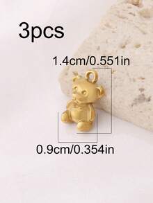3 piezas de acero inoxidable chapado en oro de 18K con colgantes de osito pequeño, osito grande y dragón lindo para hacer joyas DIY, suministros de accesorios, componentes, aretes, collares, pulseras y hallazgos - 3 colgantes - Ver 8