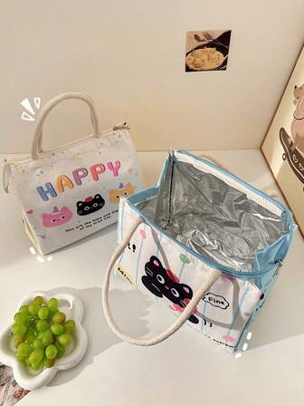 1 st bärbar isolerad lunchväska, vattentät termisk lunchlåda, bentoväska, middagsvärmare, förtjockad söt lunchväska med frukt, oumbärlig för kvinnor på resor, vattentät termisk lunchväska, matlåda, lunchväska, isolerad väska, stor kapacitet, oumbärlig för män på resor (höst/vinter)