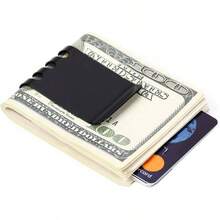- Pinzas para dinero con resorte de acero para dinero en efectivo de gran capacidad, portafolios minimalista con bolsillo frontal - negro - - Ver 3