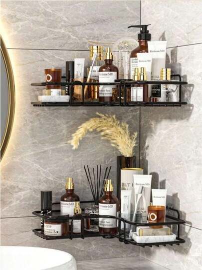 kit 2 Prateleira Shampoo E Sabonete Suporte Adesivo Parede Banheiro cozinha lavanderia