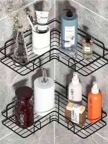 Kit Of 2 Shampoo And Soap Shelves With Adhesive Wall Mount For Bathroom, Kitchen, Laundry Room - 黑色 - 查看 2