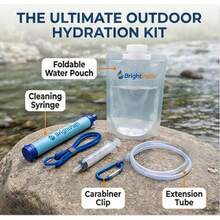 BrightPath Personal Water Filter Straw - 4-Stage Carbon Filtration System, 0.01 Micron Survival Gear For Hiking & Emergency - Connects To Bottles, 1500L Capacity,   Style/Vibe: Outdoor, Sporty, Tactical, Minimalist. Function: Water Purifier, Survival Gear, Camping Accessories, Hiking Equipment. Feature: , Portable, Reusable. - Bộ 2: Bộ lọc + Ống nối dài - Xem 1