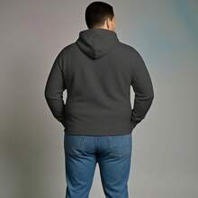 SUDADERA CASUAL PARA HOMBRE  TALLAS EXTRA CON CAPUCHA HJ2067 - Gris Oscuro - Ver 1