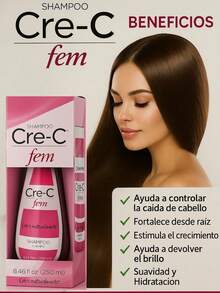 Shampoo Cre-C Fem para Mujer | Cuidado Capilar Diario | Ayuda a Fortalecer y Aportar Brillo | Sensación de Suavidad e Hidratación | 250 ml - rosa - Ver 2