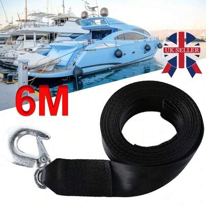 Marine Trailer Boat Winch Strap With Hook Towing 6mx5cm Up To 10000lbs Heavy Duty
