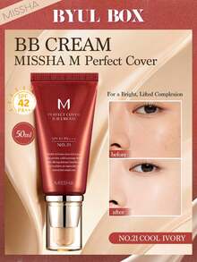 MISSHA M Perfect Cover BB Cream, 50ml, Lightweight & Breathable, Creates Natural Makeup Look, Hydrating Makeup Primer, SPF42, Full Coverage, Anti-Aging - #21 - 查看 1