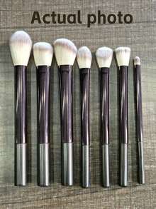 7pcs Professional Makeup Brush Set, Including Blush Brush, Powder Brush, Concealer Brush, Eyeshadow Brush, Complete Makeup Tools, Great For Travel And Gift - Coffee Brown - View 6