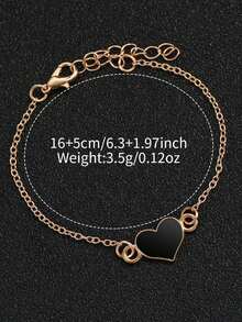 Set de 4 piezas Reloj de cuarzo minimalista y casual para mujer, Set de accesorios dorados para mujer (incluye reloj multifunción con esfera negra y blanca y pulsera con cadena con forma de corazón). Detalles en oro rosa combinados con esfera y correa negra y blanca, elementos con forma de corazón en todo el set, que muestra un estilo suave y elegante. - Multicolor - Ver 7