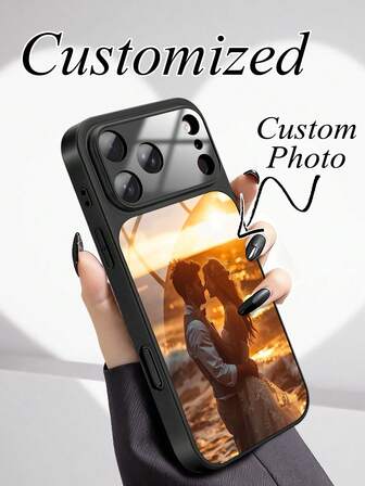 Funda de teléfono personalizable naranja, adecuada para imprimir fotos de familia, parejas y amigos, admite personalización. Se puede personalizar con firma en forma de corazón, fecha de aniversario, adecuada para funda de teléfono 17 Pro Max/17 Air/17 Pro/17 Mate, protección completa de la cámara mejorada, protección militar, funda de teléfono navideña, regalo de Navidad, regalo para ella, regalo para él