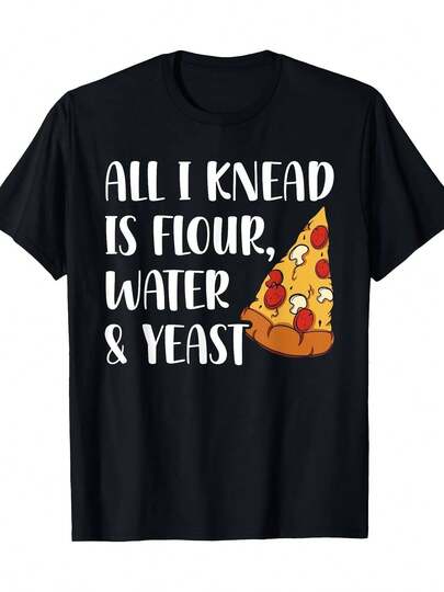 Camiseta de humor de Pizza Maker - 100% Algodón Cuello Redondo Manga Corta Tee con patrón geométrico, suéter de punto casual para adultos de todas las estaciones