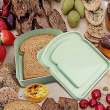 1pc Cute Bread Box | A Reusable Lunchbox, Perfect For Taking To Work, School, And Outdoor Activities. Ideal For Sandwiches, Bread, And Cakes. | Made Of Plastic, With A Flip-Top Closure, Rectangular (Available In 4 Colors). - 綠色 - 查看 9