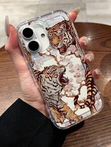 Plum Blossom Vicious Tiger Winter Print Clear Case Compatible With IPhone 13/11/17/17pro/16/14/15/15pro/15 Plus/15 Promax/7plus/8plus/X/Xs Max/Xr/11pro/12pro/13pro/14pro/12mini/13mini/11promax/12promax/13promax/14promax/14plus/17pro Max/17Air/6/6s Plus/7/8/16Pro/16plus/16promax/Se2/17promax&Compatible With Samsung Galaxy/A54/A14/A12/A13/A15/A32/A33/A24/A52S/S20/S21/S22/S23/S24/S23Plus/S24ultra/S25/A15/A33/A23 - Multicolor - View 2