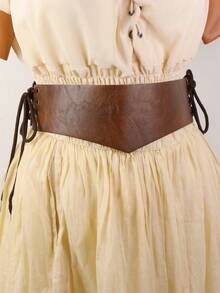 Medieval Witch Huntress Viking Pirate Belt Female Elf Knight Cosplay Costume PU Leather Waist Accessory Women Waistband LARP - Black - View 2