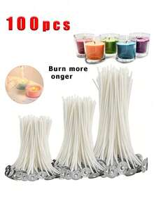 100根蜡烛芯，用于制作蜡烛，含蜡蜡烛芯，DIY蜡烛制作，无烟蜡烛芯，适合返校季、情人节、斋月等场合。 - 白色 - 查看 1