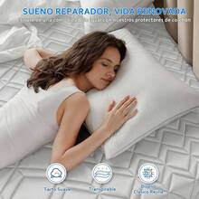 AMOROSA 1Pieza Cubre Colchón Ajustable Elástico(No Incluye Funda de Almohada)para Cama Matrimonial(135*190cm )/King(200*190cm ) Suave y Cómodo Protector de Colchón Sábana Matrimonial, Sábana King para Decoración de Hogar-Envío Local Rápido-Blanco - Blanco - Ver 4
