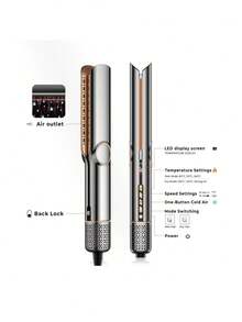 UKLISS 二合一吹风机/直发器 - 一步完成干发造型，热保护，适合所有发质 - 灰色 - 查看 3