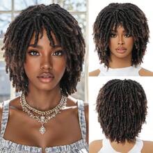 Zxfs1Sort Afro St F Locs Aided Wig  Black Wen And Men Glues Ntetic Afro Curly Wig E Wn 12 IncSynthetic Woven Wigs - OmbreNâu - Xem 1