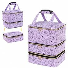 Stylish Nail Polish Organizer Bag Holds 60 Bottles Of Nail Polish And Nail Light, Gel Nail Polish Organizer Bag And Storage Box, Nail Tools, Nail Kit Supplies Organizer Box, PU Leather Nail Light Kit Supply Organizer Bag Travel, Double Nail Organizer And Organizer Box With Bracket And Shoulder Strap, Ideal Gift For Friends - 彩色 - 查看 12