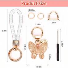 Llavero de coche para mujer con diamantes de imitacin en forma de corazn para nia, bonito llavero para Navidad, regalo personalizado - B-Oro - Ver 4