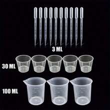 31/40件套环氧树脂浇注工具套装 - 包括30毫升塑料量杯、3毫升塑料滴管、100毫升硅胶量杯、木棒、搅拌杯、指套等。此浇注工具套装适用于颜料混合和DIY珠宝制作，是初学者的理想之选。