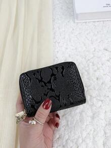 Double Layer Zipper Fashionable Lightweight Portable Card ID Card White-Collar Workers For Female For Holiday For Anniversary For Birthday Gift Accessories Gift Present Gifts For Teachers Card Holder Wallet Business Card Holder Credit Card Holder Women For Women Wallet Mini Wallet Purse Wallet Card Wallet - màu đen - Xem 4