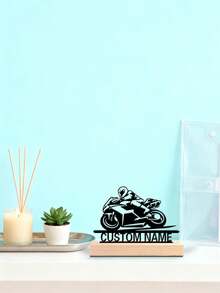 Fashion Personalized Custom Motorcycle Silhouette Custom Biker & Car & Halloween Pumpkin Metal Art With Wooden Base Tabletop Decoration Unique Personalized Gift For Men - Perfect For Home, Office, Cafe Decor - Ideal For Valentine's Day, Christmas, New Year, Thanksgiving Home Decor And Accessories Halloween Decorations Christmas Gifts, Souvenirs, Reusable, Adorable, High-Quality, Office Decor, Elegant Living - Black - View 7