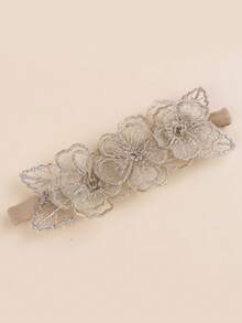 3 peças/Conjunto Faixa de Cabeça Elástica Decorada com Floral, Tule e Renda Fofa e Doce para Bebê - Multicolorido - Visão 3