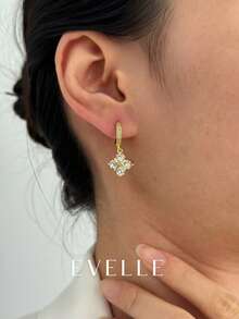 18K镀金优雅可爱铜耳环，适合日常佩戴和聚会场合 - 金色 - 查看 2