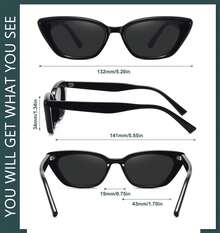 Vintage Cat Eye Frame Optical Wear For Women Men, Retro 1950s Inspired Eyewear With Light Filtering, Universal Fit For Oval Face Shape, Classic Black Shades For Driving Beach Vacation Outdoor Activities (1 Pair) - đen xám - Xem 8