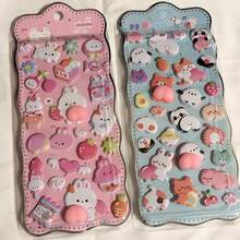 (Cute Blue & Pink) Sticker + Adorable Sticker (2pcs/Set) | 3D Cartoon Style Stickers, Widely Loved, Suitable For Water Bottles, Phone Cases, Planners, Albums, Laptops, Smartphones, Pens, Etc. Decorative Stickers, Adhesive Craft Supplies, Fun Stickers, Smooth Surface, Stationery & Planning Enthusiasts, Ideal For Decorating Various Items. - Multicolor - View 12