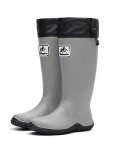 Men's Tall Soft Foldable Waterproof Anti-Slip Durable Rain Boots, Suitable For Boating, Farming, Fishing, Outdoor Activities, Hiking, Gray - Light Grey - View 8