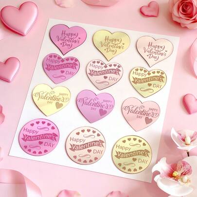 5pcs/10pcs/20pcs Acrylic Gold Heart Shaped Cupcake Toppers, Add Romantic Atmosphere, Suitable For Valentine's Day, Wedding Decoration And Baking Supplies