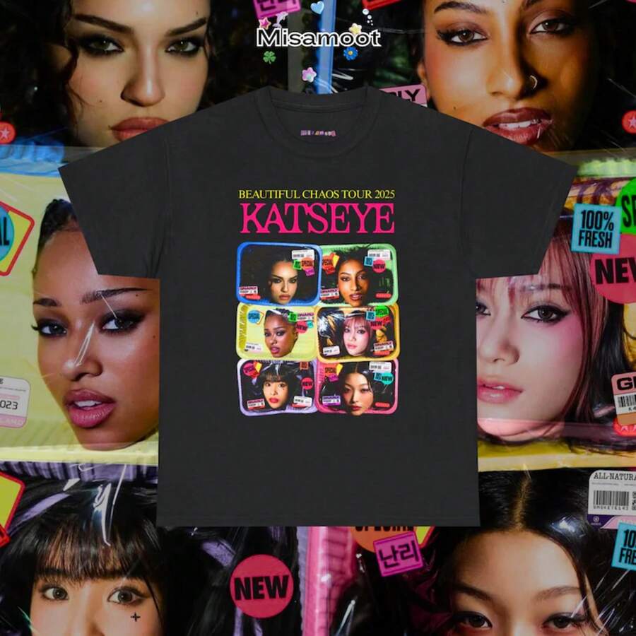 Katseye Beautiful Chaos Tour Shirt, Katseye Merch, Katseye Gnarly Shirt, Gabriela Shirt - 黑色 - 查看 1