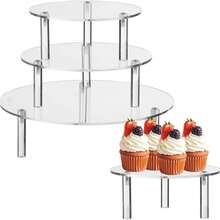 Acrylic Round Display Stand, Transparent Round Holder, Transparent Riser Base, Suitable For Plants, Jewelry, Figurines, Desserts, Home Decor, Weddings, Birthday Parties, Etc. Multiple Sizes Available, Stackable Design - Round - View 9