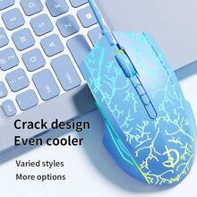 USB Wired Gaming Mouse, Silent And Noiseless, With RGB Breathing Light Effect. It Is Suitable For Gaming And Office Use, Ideal For Gamers. Featuring An Ergonomic Design, It Fits Different Hand Sizes And Is Perfectly Compatible With Desktops, Laptops, Computers And Suitable For Schools. - 裂紋藍 - 查看 5
